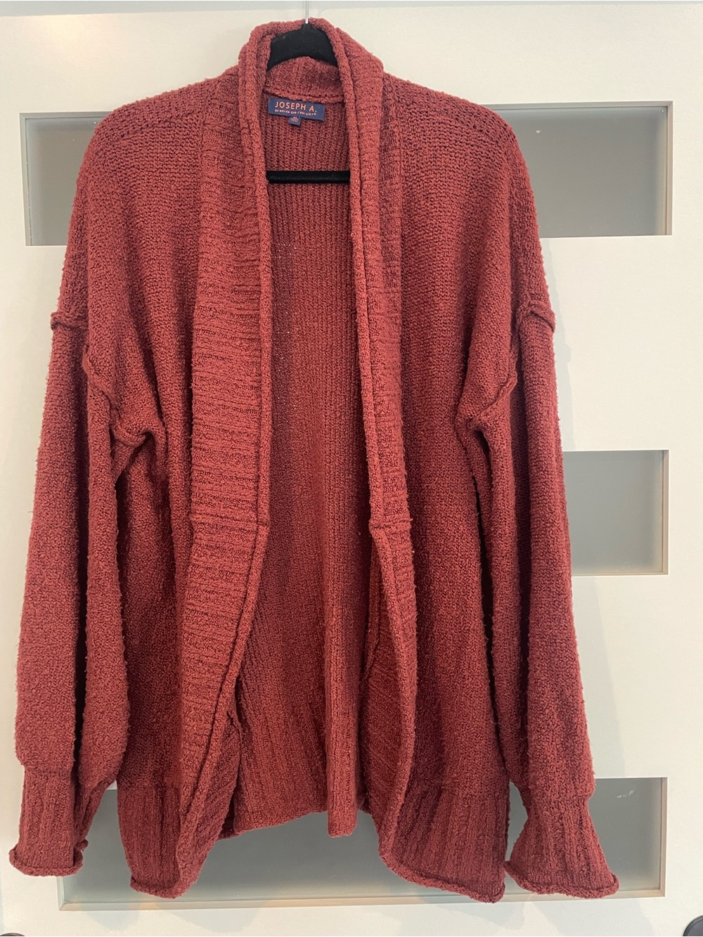Joseph A Open-Front Cozy Cardigan Sweater in Burnt Clay